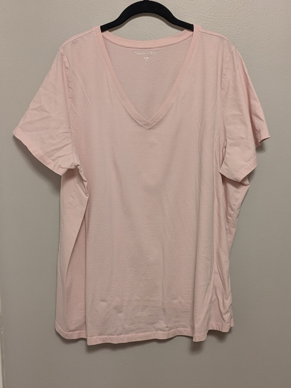 Woman Within Light Pink V Neck T Shirt 2X
